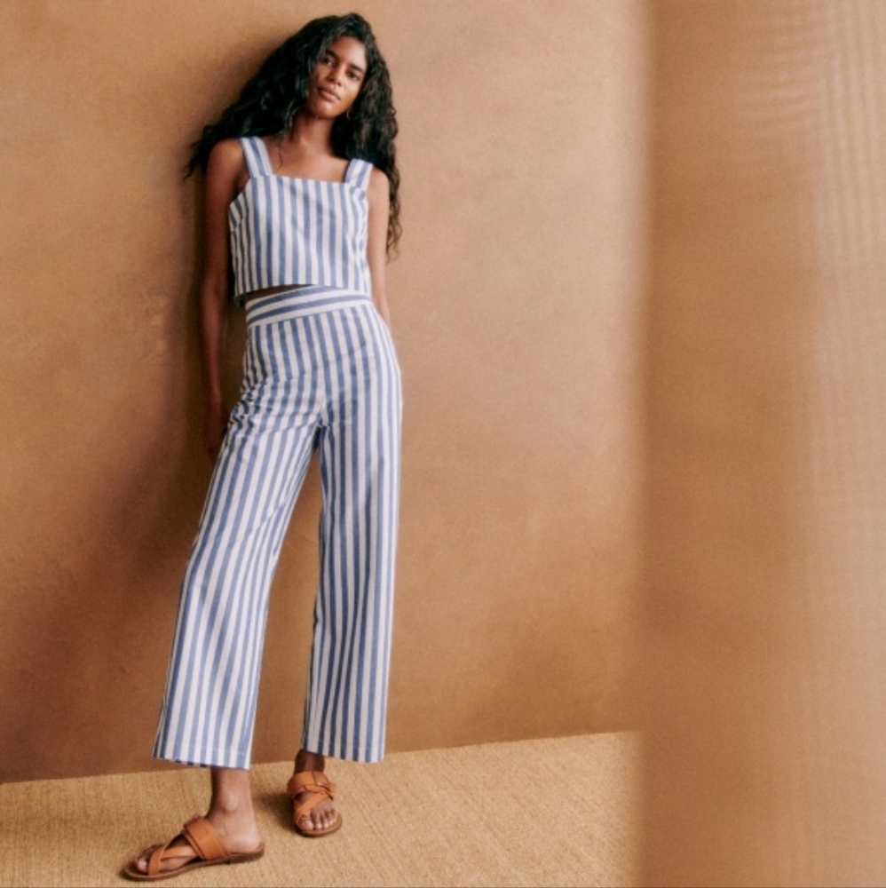 Sezane Jenson Trousers Stripped High Waisted Pants